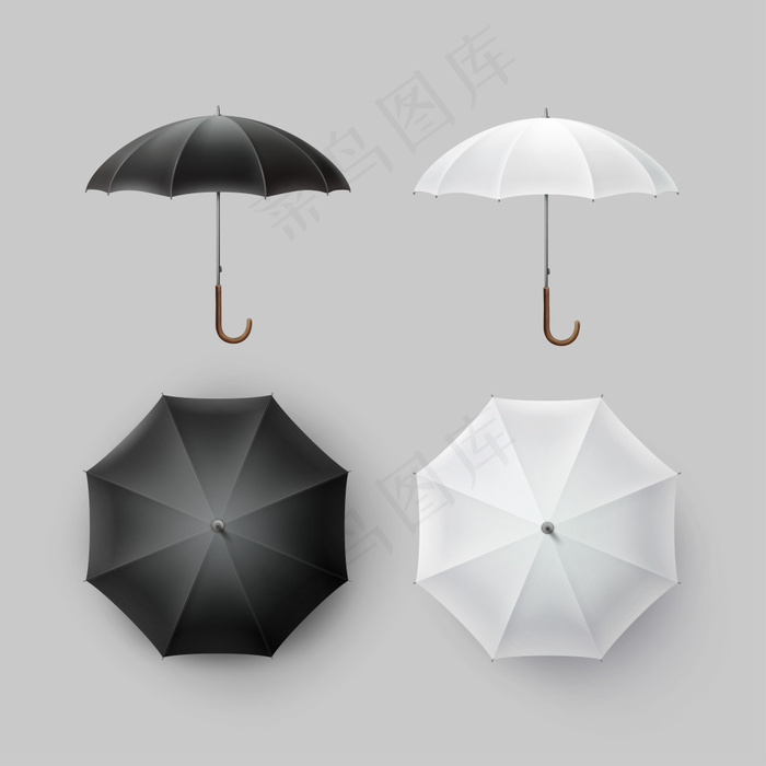 时尚黑白雨伞ai矢量模版下载