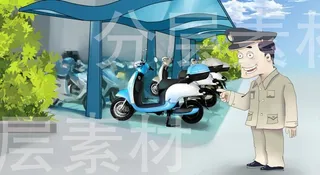 卡通小区停车保安图片