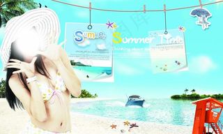 沙滩美女海报图片