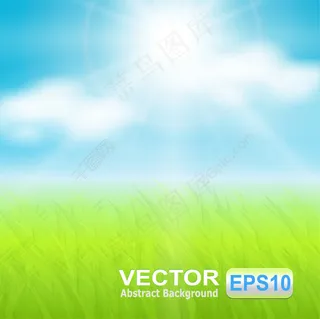 明媚阳光草地背景矢量素材