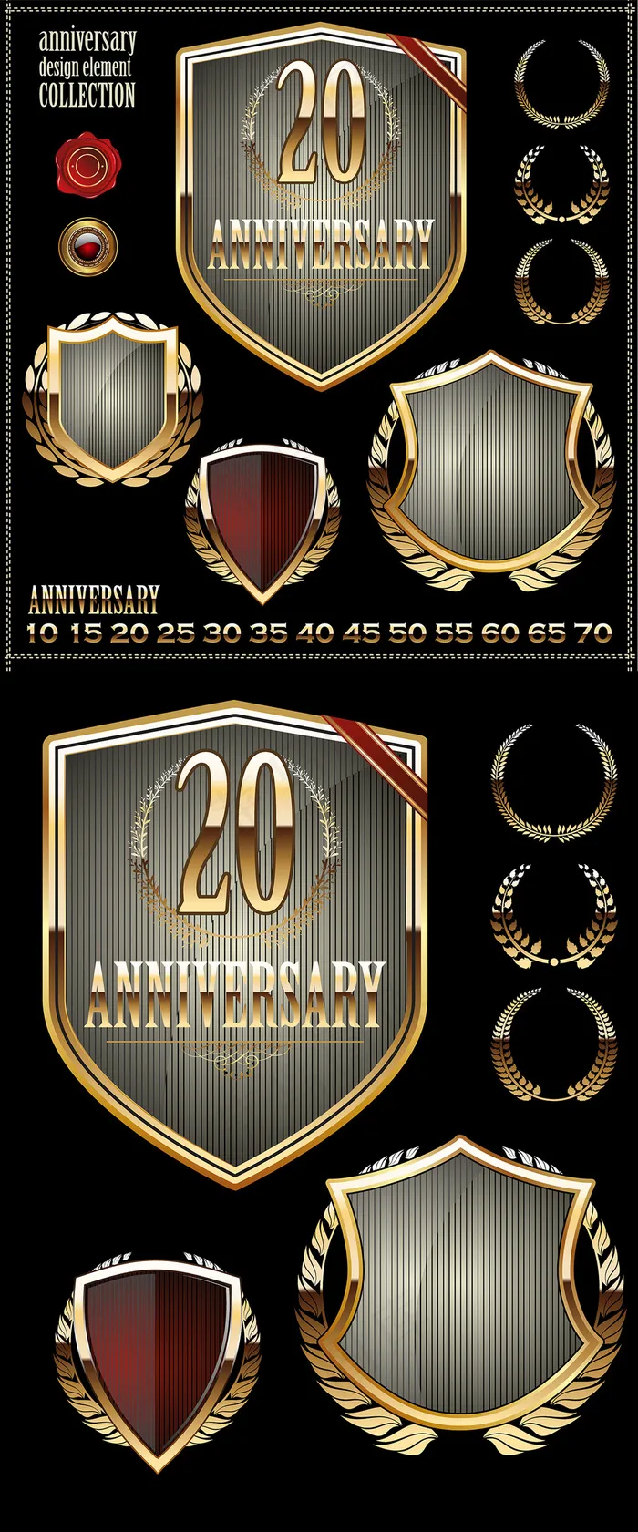 华丽月桂花麦穗徽章设计元素eps,ai矢量模版下载