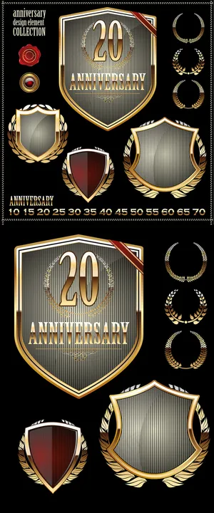 华丽月桂花麦穗徽章设计元素