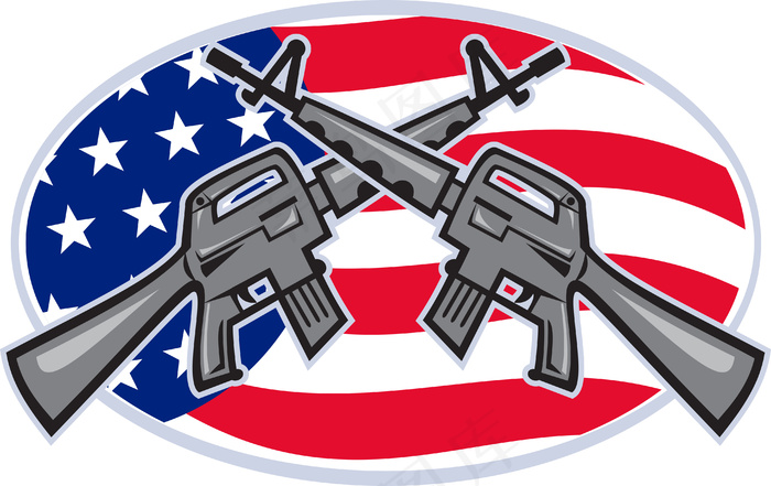 阿玛莱特AR-15的M-16突击步...eps,ai矢量模版下载