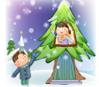 韩国冬日可爱插画女孩矢量图库04