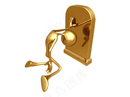 墓碑前的金色3D小人