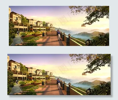 山间别墅效果图 PSD源文件