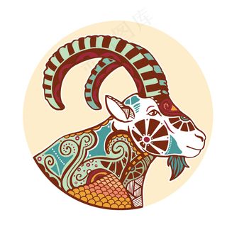 印花矢量图 动物 羊 十二星座 白...