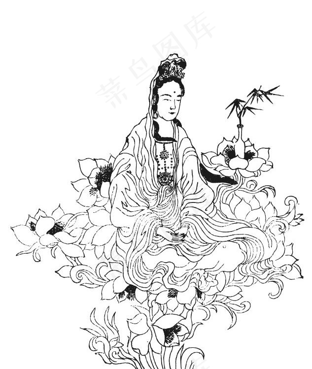 观音坐荷图片cdr矢量模版下载
