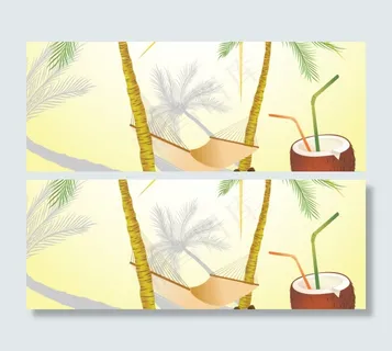 夏日海滩风景矢量图