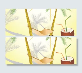 夏日海滩风景矢量图