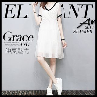 精品爆款蕾丝雪纺连衣裙主图直通车P...