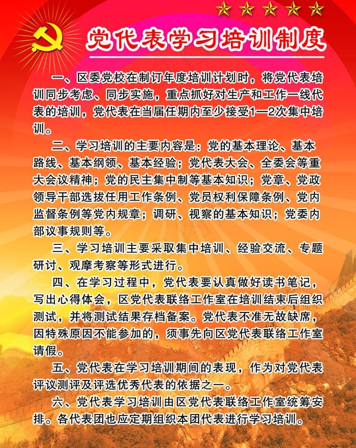 党代表学习培训制度图片