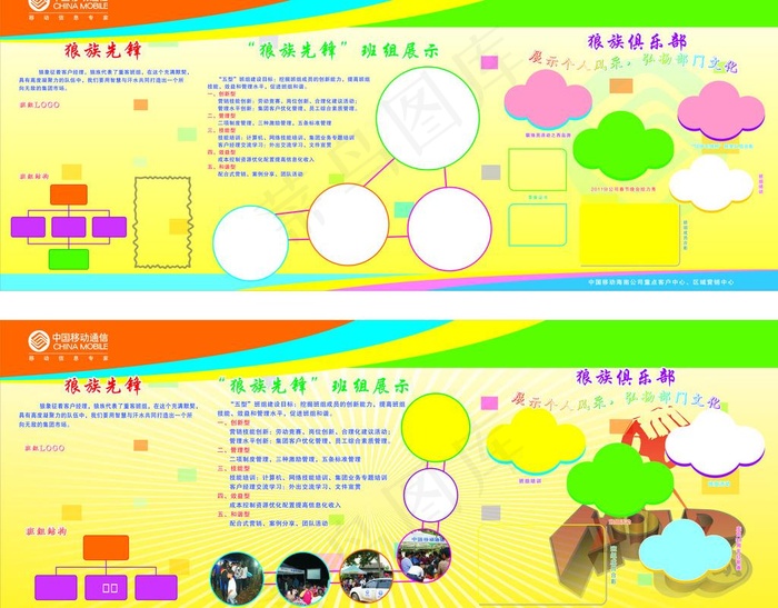 移动公司班组宣传栏图片cdr矢量模版下载