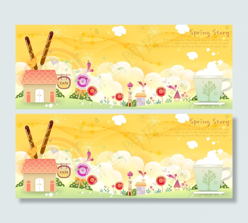 卡通春天梦幻背景 休闲生活