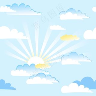 无缝蓝天白云向量