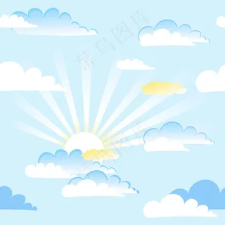 无缝蓝天白云向量