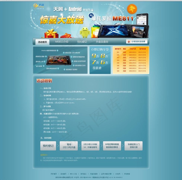 天翼 android惊喜大放送图片psd模版下载