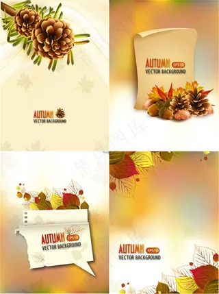 秋季果实树叶背景矢量素材