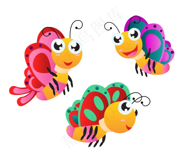 54款彩色蝴蝶飞舞彩蝶png免抠透...(1000X855)