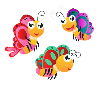 54款彩色蝴蝶飞舞彩蝶png免抠透...