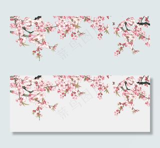 浪漫粉红色桃花素材樱花桃花玫PNG...