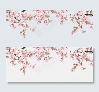 浪漫粉红色桃花素材樱花桃花玫PNG...