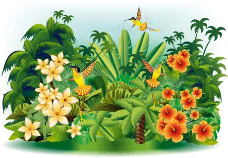 精美热带风景插画矢量素材 精美热带风景插画矢量素材