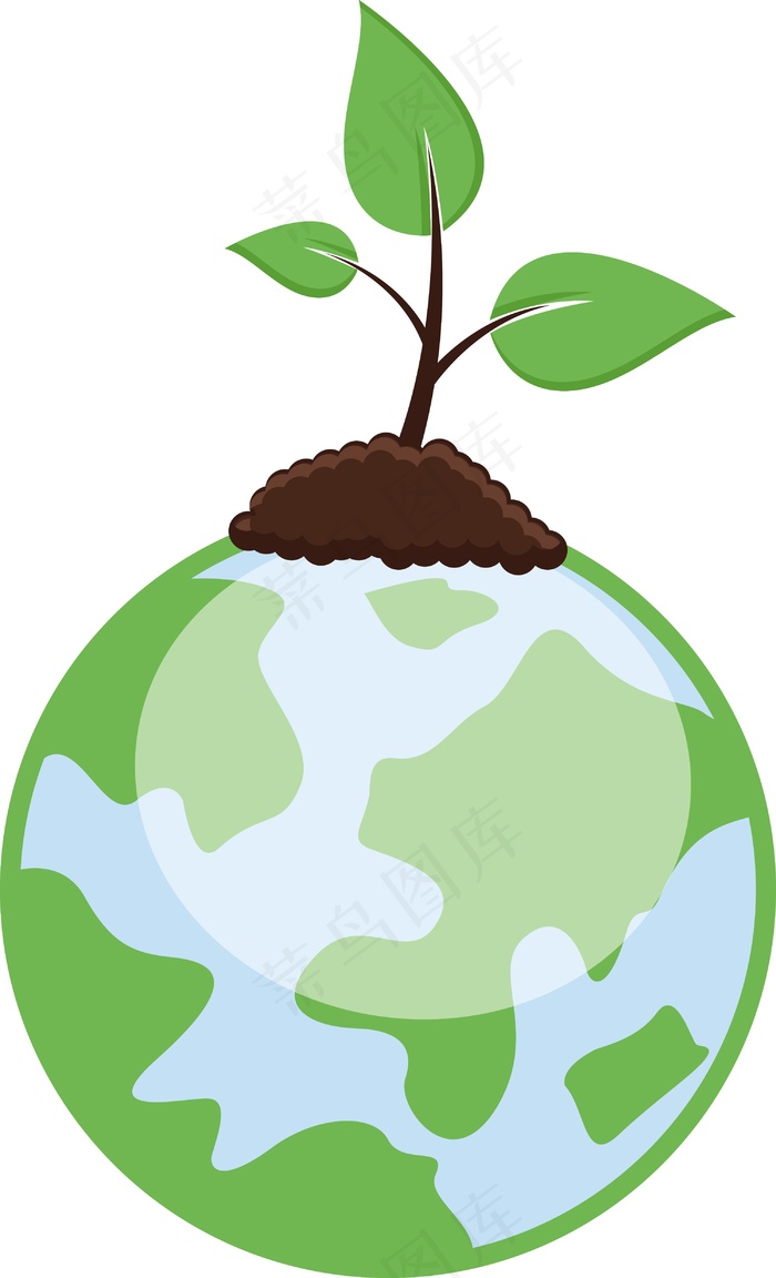 在地球上生长的小植物矢量插图
