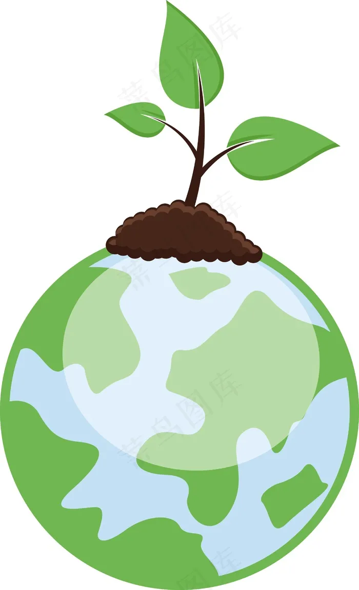 在地球上生长的小植物矢量插图