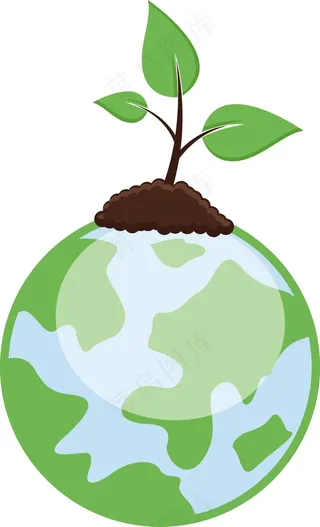 在地球上生长的小植物矢量插图