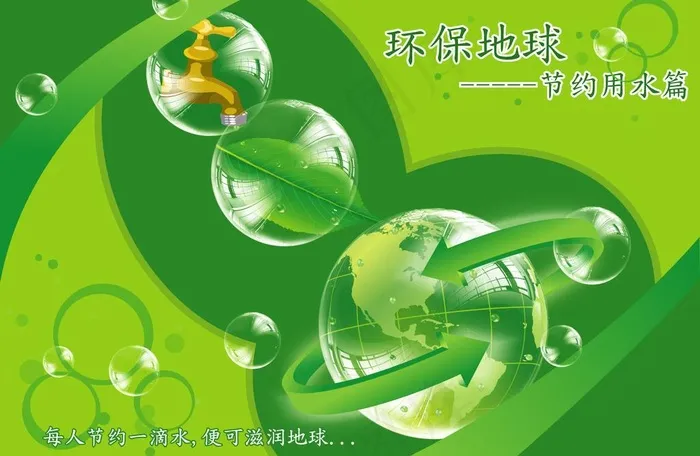 环保地球 节约用水图片ai矢量模版下载