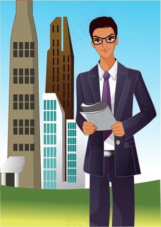 高楼插画矢量男性图
