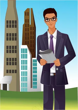 高楼插画矢量男性图