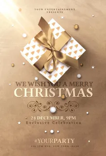 金色圣诞礼物海报