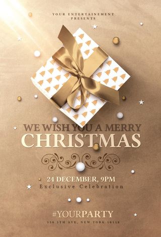 金色圣诞礼物海报