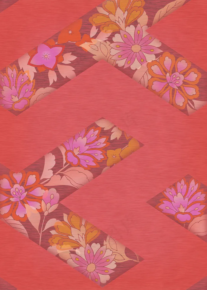 紫红色布纹交错牡丹花纹单页背景图