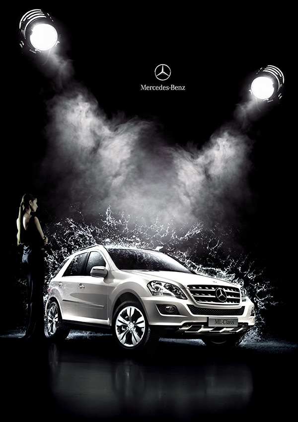 创意奔驰汽车海报psd素材下载