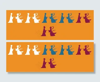 牛郎织女七夕相会矢量剪影图