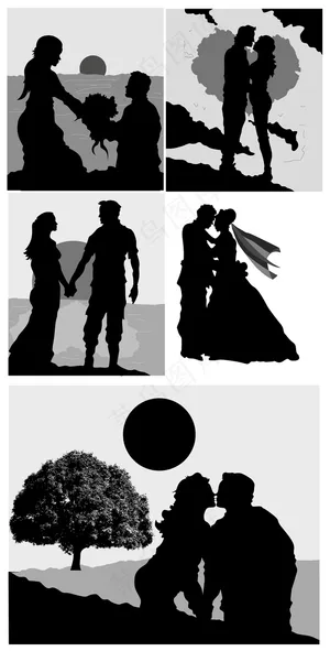 情人节剪影矢量