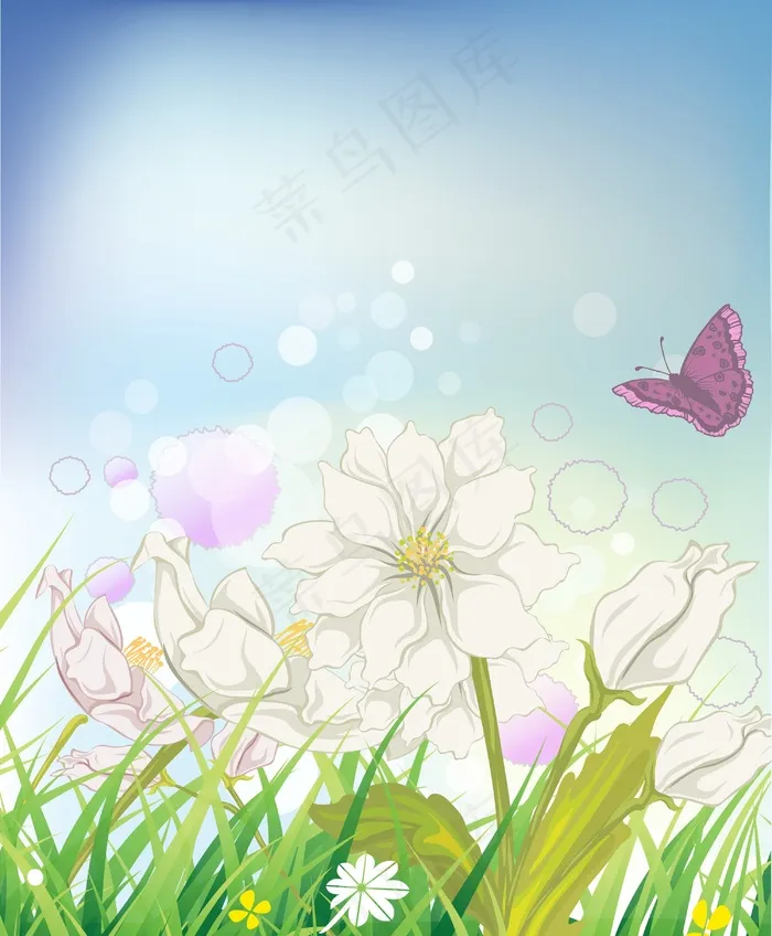 与花的矢量蝴蝶eps,ai矢量模版下载