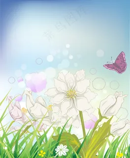 与花的矢量蝴蝶