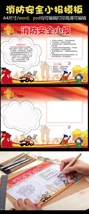 消防安全小报手抄报模版