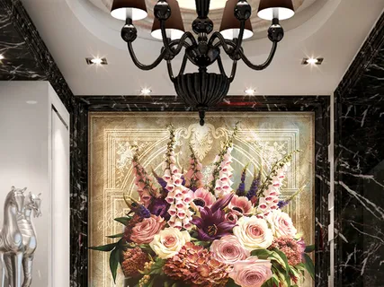 欧式花瓶花卉油画玄关过道电视背景墙 欧式花瓶花卉油画玄关过道电视背景墙