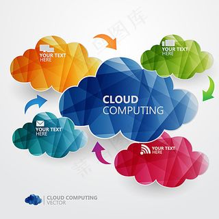 彩色剪纸云朵背景矢量素材图片