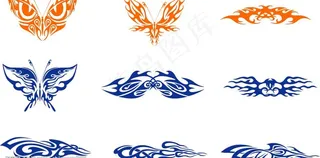 值得珍藏的蝴蝶美丽翅膀线条矢量图片