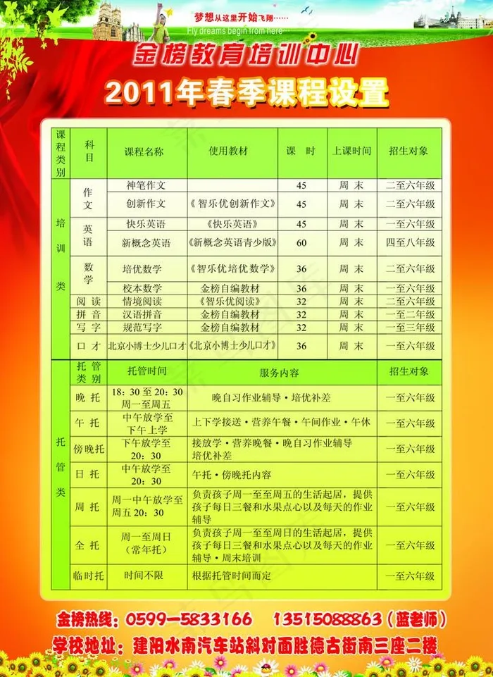 培训中心课程设置psd模版下载