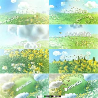 清新自然的春天场景标志展示AE模板