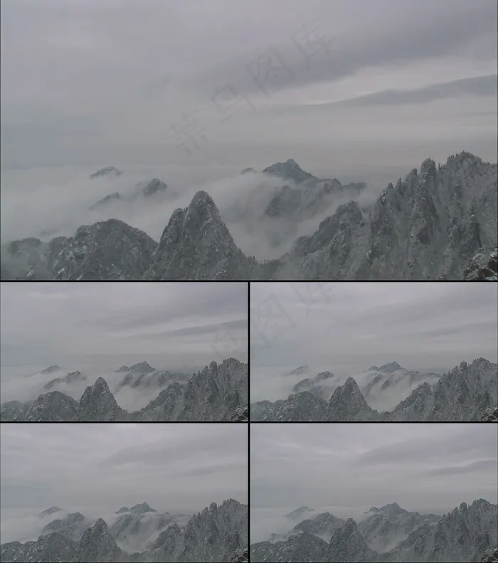 震撼大气云雾萦绕的极景山峰实拍素材