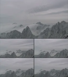 震撼大气云雾萦绕的极景山峰实拍素材