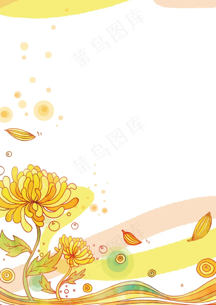 甜美梦幻童年秋天菊花信纸海报背景(2480X3508(DPI:300))psd模版下载